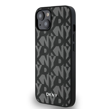 Apple iPhone 14 Kılıf DKNY Orjinal Lisanslı M-safe Şarj Özellikli 3D Yazılı Grid Pattern Kapak