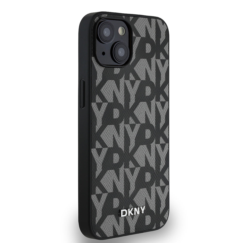 Apple iPhone 14 Kılıf DKNY Orjinal Lisanslı M-safe Şarj Özellikli 3D Yazılı Grid Pattern Kapak