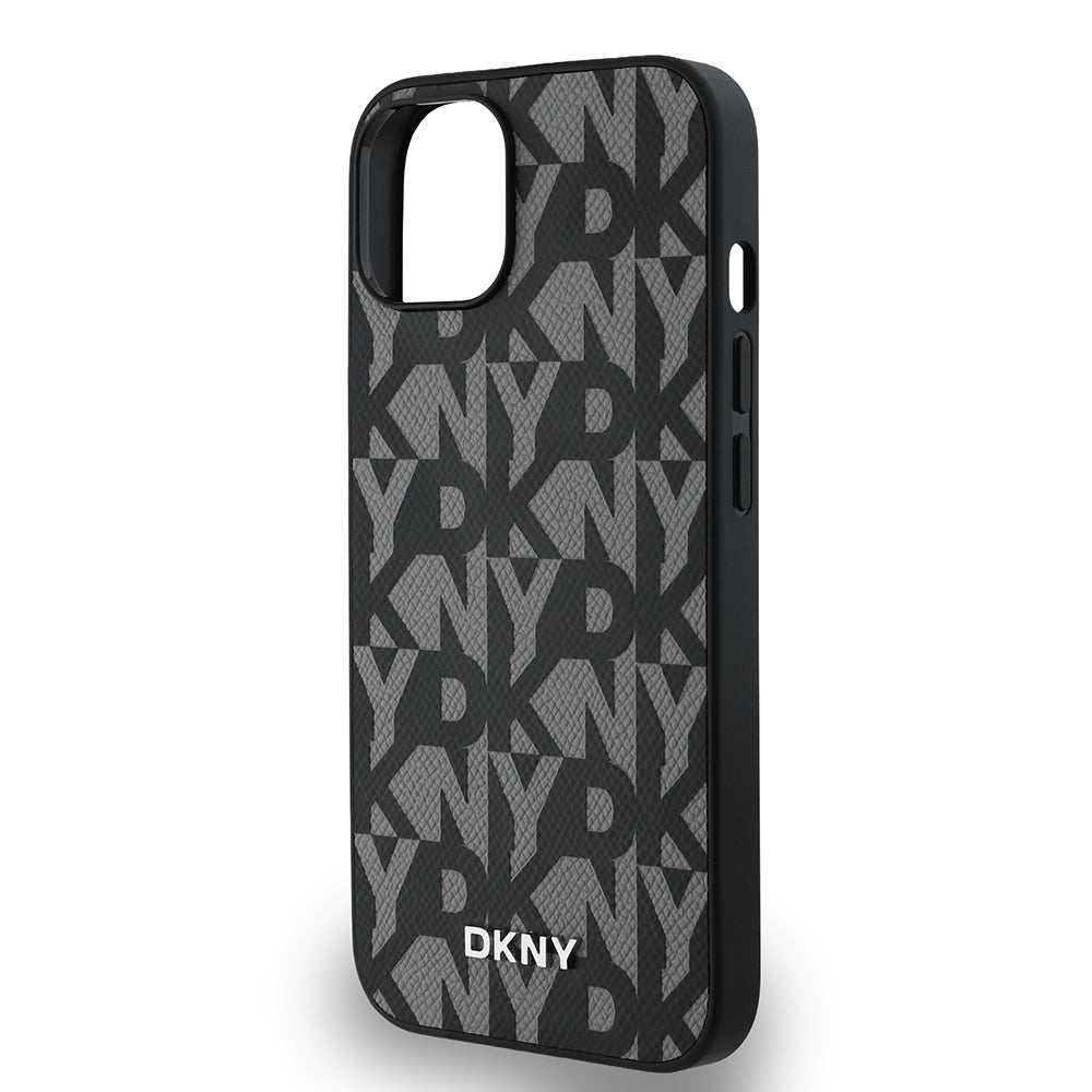 Apple iPhone 14 Kılıf DKNY Orjinal Lisanslı M-safe Şarj Özellikli 3D Yazılı Grid Pattern Kapak