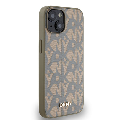 Apple iPhone 14 Kılıf DKNY Orjinal Lisanslı M-safe Şarj Özellikli 3D Yazılı Grid Pattern Kapak