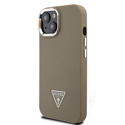 Apple iPhone 14 Kılıf Guess Orjinal Lisanslı M-safe Şarj Özellikli Grained Triangle Kapak