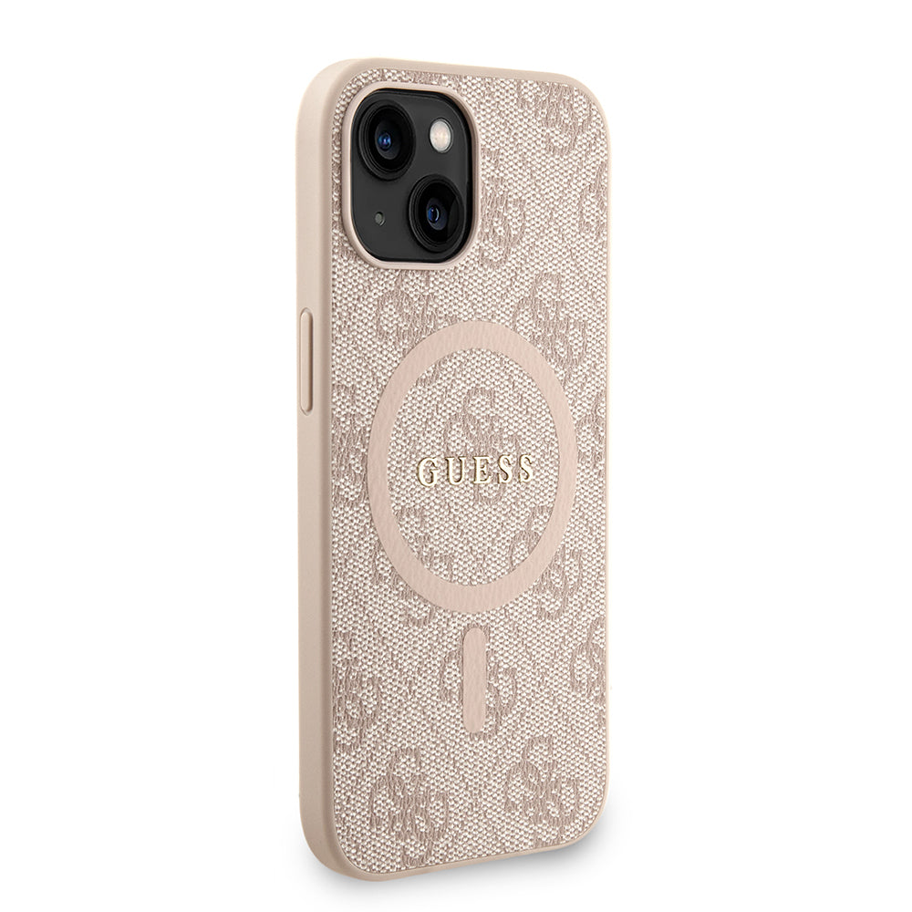 Apple iPhone 14 Kılıf Guess Orjinal Lisanslı M-safe Şarj Özellikli PU Deri Bilek Askı İpli Yazı Logolu Kapak