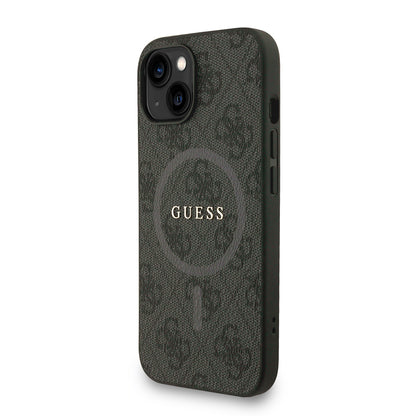 Apple iPhone 14 Kılıf Guess Orjinal Lisanslı M-safe Şarj Özellikli PU Deri Bilek Askı İpli Yazı Logolu Kapak