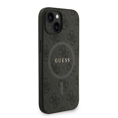 Apple iPhone 14 Kılıf Guess Orjinal Lisanslı M-safe Şarj Özellikli PU Deri Bilek Askı İpli Yazı Logolu Kapak
