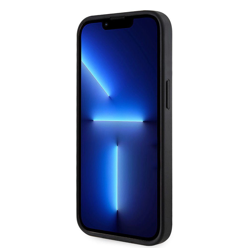 Apple iPhone 14 Kılıf Guess Orjinal Lisanslı M-safe Şarj Özellikli 4G Desenli Çizgili Kartlıklı Kapak