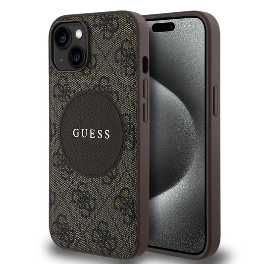 Apple iPhone 14 Kılıf Guess Orjinal Lisanslı M-safe Şarj Özellikli Yazı Logolu Circle Classic Kapak
