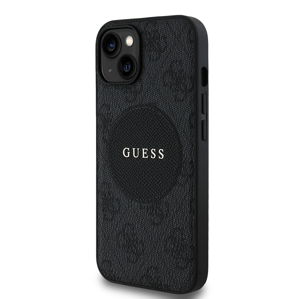 Apple iPhone 14 Kılıf Guess Orjinal Lisanslı M-safe Şarj Özellikli Yazı Logolu Circle Classic Kapak