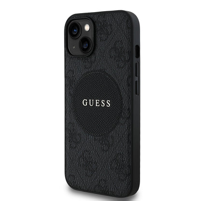Apple iPhone 14 Kılıf Guess Orjinal Lisanslı M-safe Şarj Özellikli Yazı Logolu Circle Classic Kapak