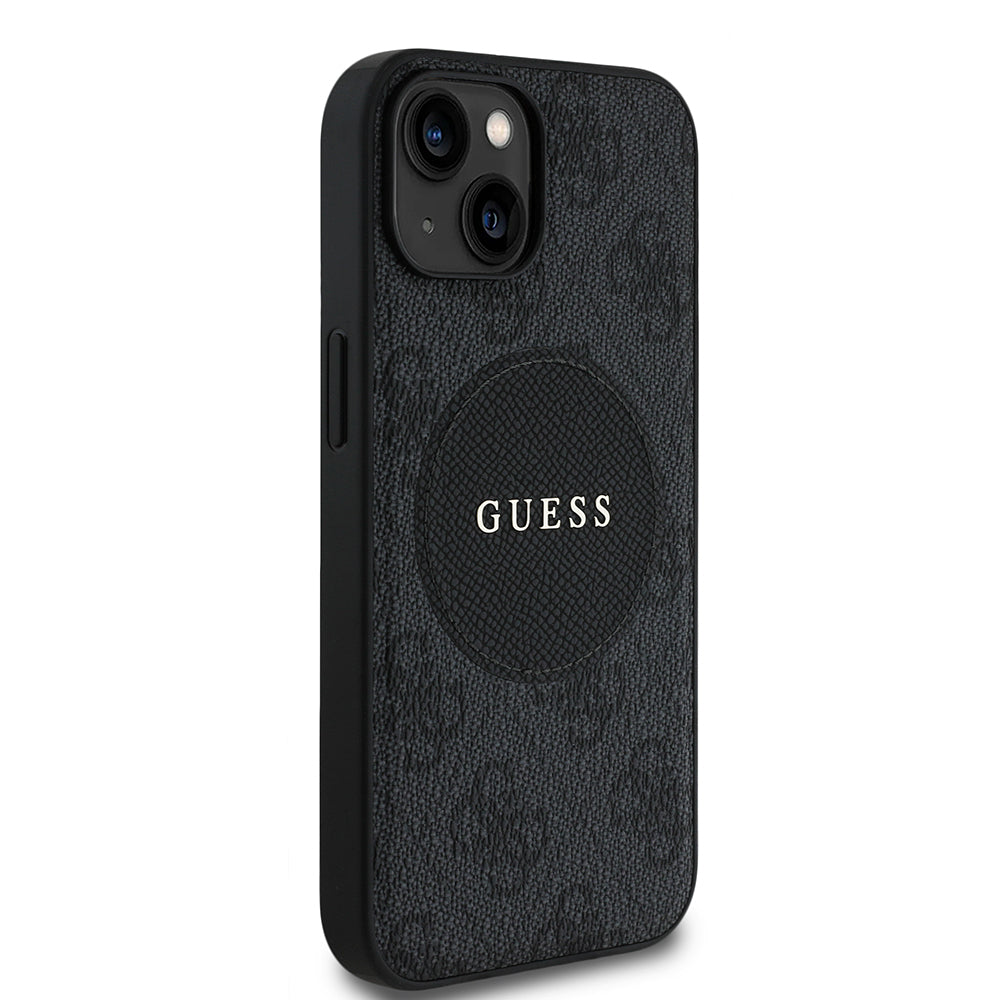 Apple iPhone 14 Kılıf Guess Orjinal Lisanslı M-safe Şarj Özellikli Yazı Logolu Circle Classic Kapak