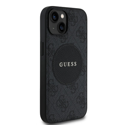 Apple iPhone 14 Kılıf Guess Orjinal Lisanslı M-safe Şarj Özellikli Yazı Logolu Circle Classic Kapak
