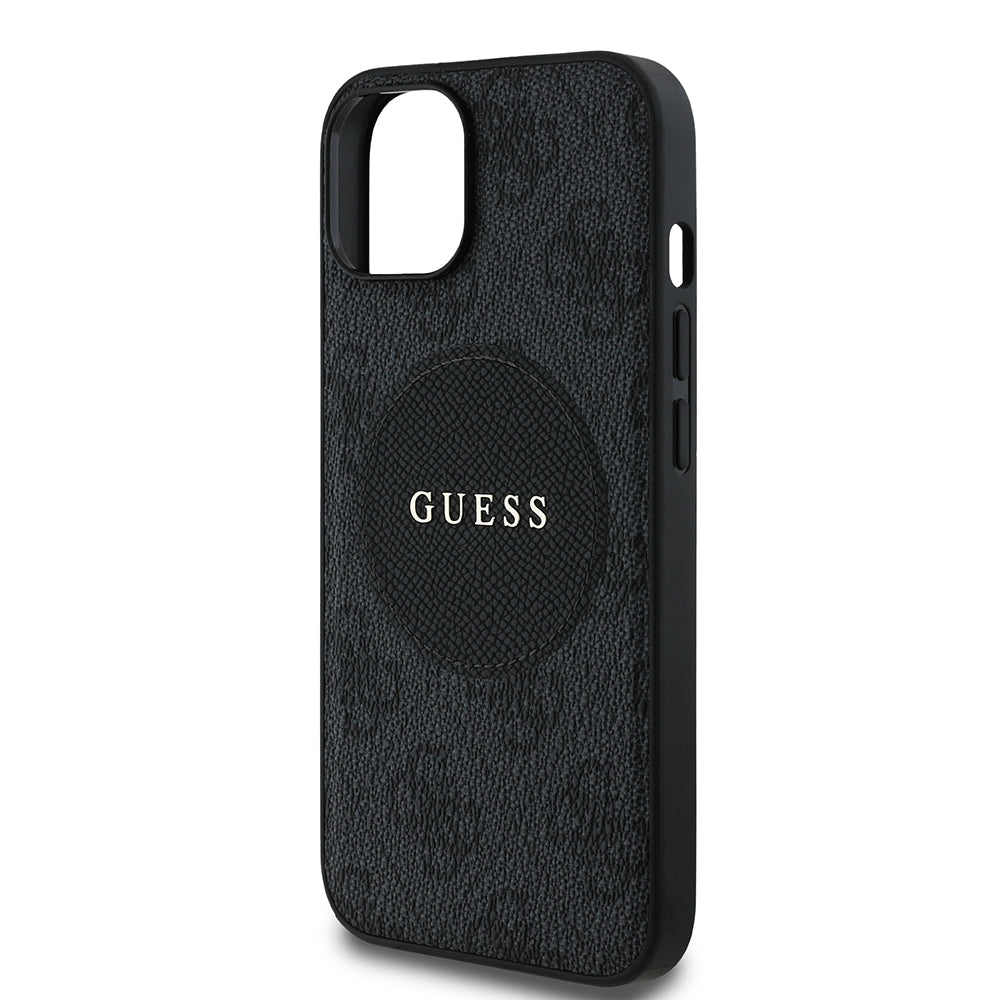 Apple iPhone 14 Kılıf Guess Orjinal Lisanslı M-safe Şarj Özellikli Yazı Logolu Circle Classic Kapak