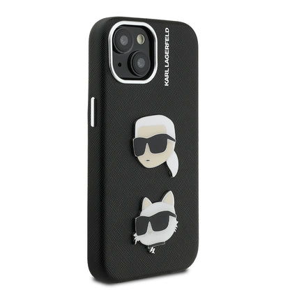 Apple iPhone 14 Kılıf Karl Lagerfeld Orjinal Lisanslı K&C Heads Pin Kapak