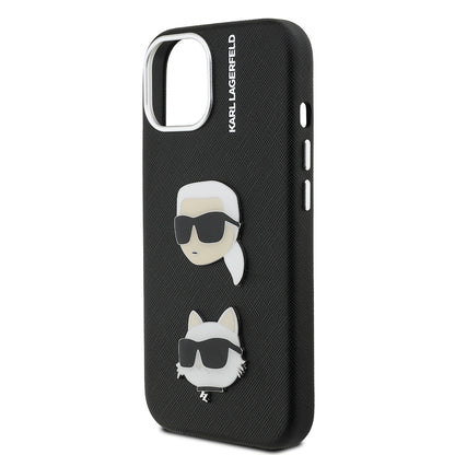 Apple iPhone 14 Kılıf Karl Lagerfeld Orjinal Lisanslı K&C Heads Pin Kapak