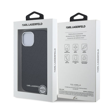 Apple iPhone 14 Kılıf Karl Lagerfeld Orjinal Lisanslı PU Deri Damgalı Metal Yazı Logolu Kapak