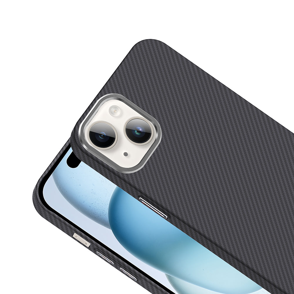 Apple iPhone 14 Kılıf M-safe Şarj Özellikli Karbon Fiber Görünümlü Zore Gros Kapak