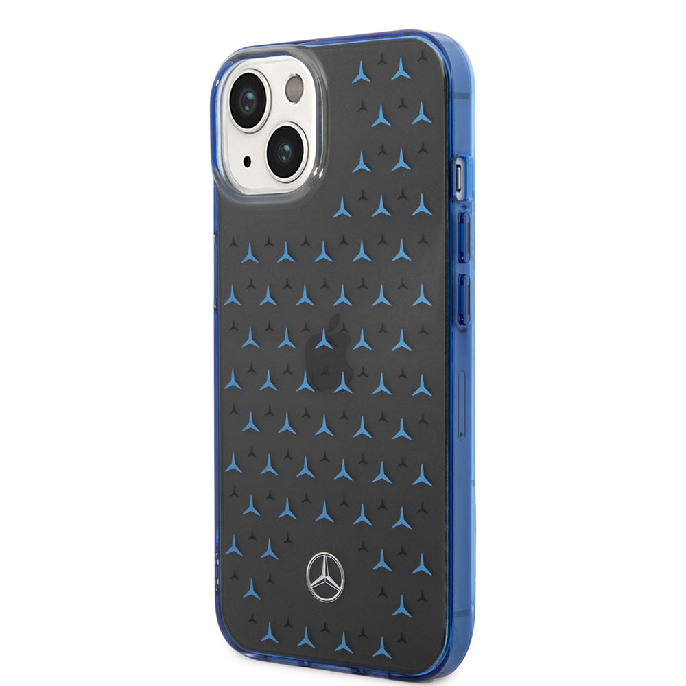 Apple iPhone 14 Kılıf Mercedes Benz Çift Katmanlı Yıldız Desenli Dizayn Kapak