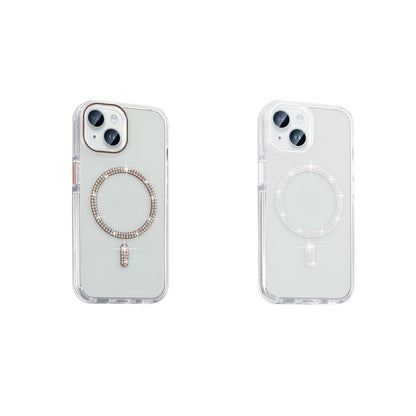 Apple iPhone 14 Kılıf Taşlı Tasarım M-safe Şarj Özellikli Zore Koment Silikon Kapak