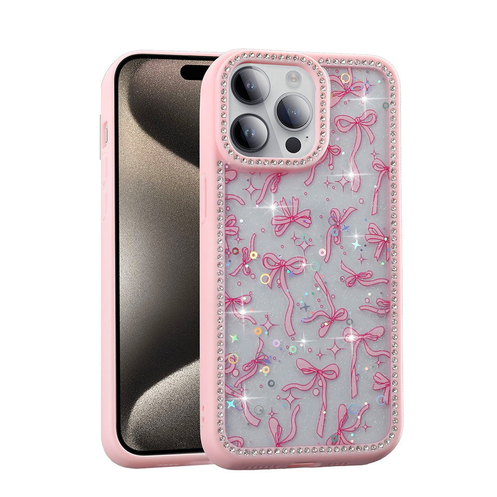 Apple iPhone 14 Pro Kılıf Taşlı ve Simli Tasarım Zore Azra Kapak