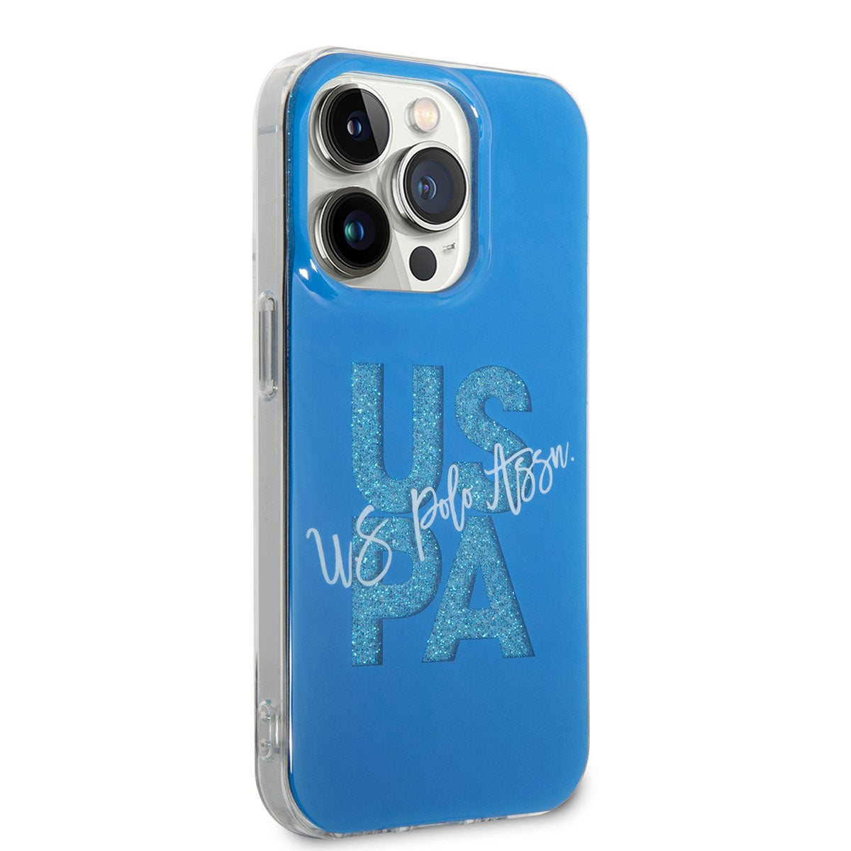 Apple iPhone 14 Pro Kılıf U.S. POLO ASSN. Simli Parlak Alfabe Tasarım Kapak