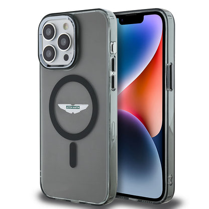Apple iPhone 14 Pro Max Kılıf Aston Martin Orjinal Lisanslı M-safe Şarj Özellikli IML Baskı Logolu Metal Düğmeli Kapak