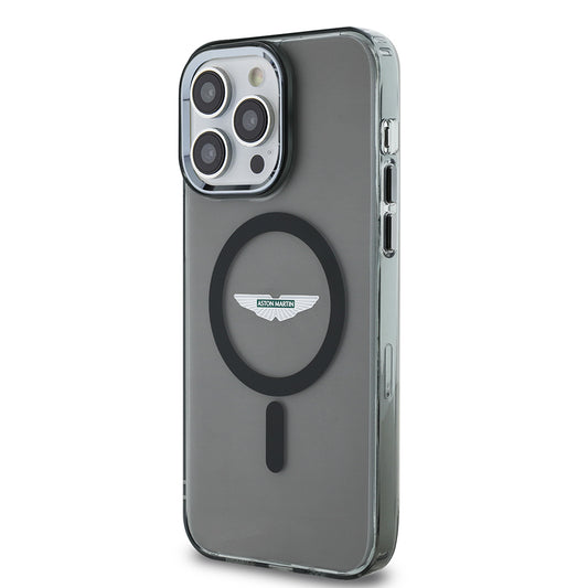 Apple iPhone 14 Pro Max Kılıf Aston Martin Orjinal Lisanslı M-safe Şarj Özellikli IML Baskı Logolu Metal Düğmeli Kapak