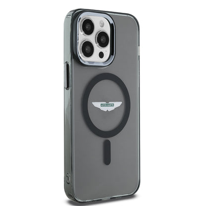 Apple iPhone 14 Pro Max Kılıf Aston Martin Orjinal Lisanslı M-safe Şarj Özellikli IML Baskı Logolu Metal Düğmeli Kapak