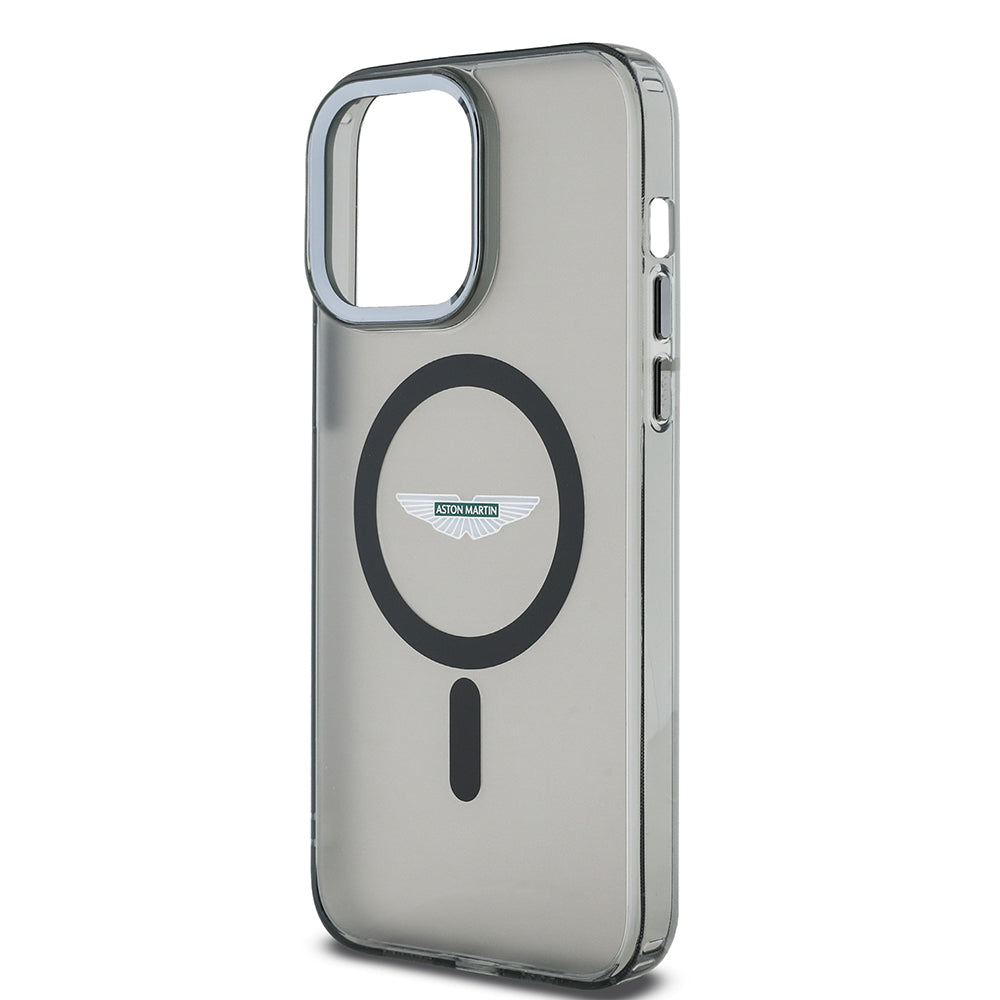 Apple iPhone 14 Pro Max Kılıf Aston Martin Orjinal Lisanslı M-safe Şarj Özellikli IML Baskı Logolu Metal Düğmeli Kapak