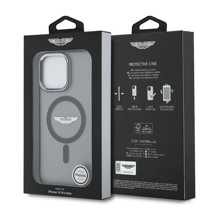 Apple iPhone 14 Pro Max Kılıf Aston Martin Orjinal Lisanslı M-safe Şarj Özellikli IML Baskı Logolu Metal Düğmeli Kapak