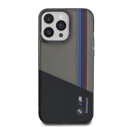 Apple iPhone 14 Pro Max Kılıf BMW Orjinal Lisanslı Yarı Transparan M Dizayn Çizgili Kapak