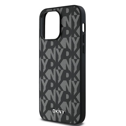 Apple iPhone 14 Pro Max Kılıf DKNY Orjinal Lisanslı M-safe Şarj Özellikli 3D Yazılı Grid Pattern Kapak