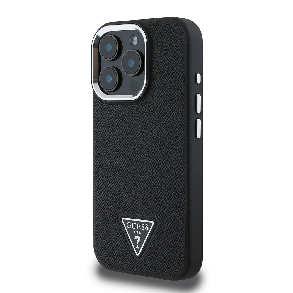 Apple iPhone 14 Pro Max Kılıf Guess Orjinal Lisanslı M-safe Şarj Özellikli Grained Triangle Kapak