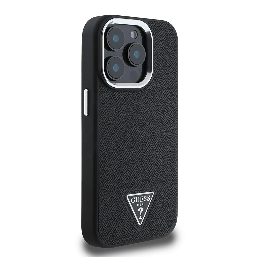 Apple iPhone 14 Pro Max Kılıf Guess Orjinal Lisanslı M-safe Şarj Özellikli Grained Triangle Kapak