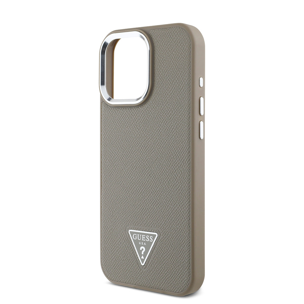 Apple iPhone 14 Pro Max Kılıf Guess Orjinal Lisanslı M-safe Şarj Özellikli Grained Triangle Kapak