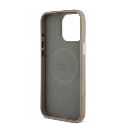 Apple iPhone 14 Pro Max Kılıf Guess Orjinal Lisanslı M-safe Şarj Özellikli Grained Triangle Kapak