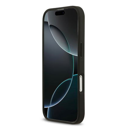Apple iPhone 17 Kılıf Guess Orjinal Lisanslı M-safe Şarj Özellikli Taneli Çiçek Tasarımlı Metal Yazı Logolu Kapak