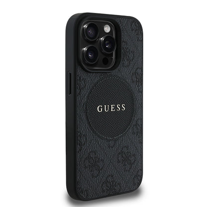 Apple iPhone 14 Pro Max Kılıf Guess Orjinal Lisanslı M-safe Şarj Özellikli Yazı Logolu Circle Classic Kapak