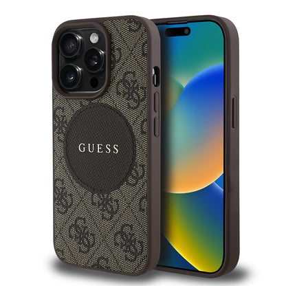 Apple iPhone 14 Pro Max Kılıf Guess Orjinal Lisanslı M-safe Şarj Özellikli Yazı Logolu Circle Classic Kapak