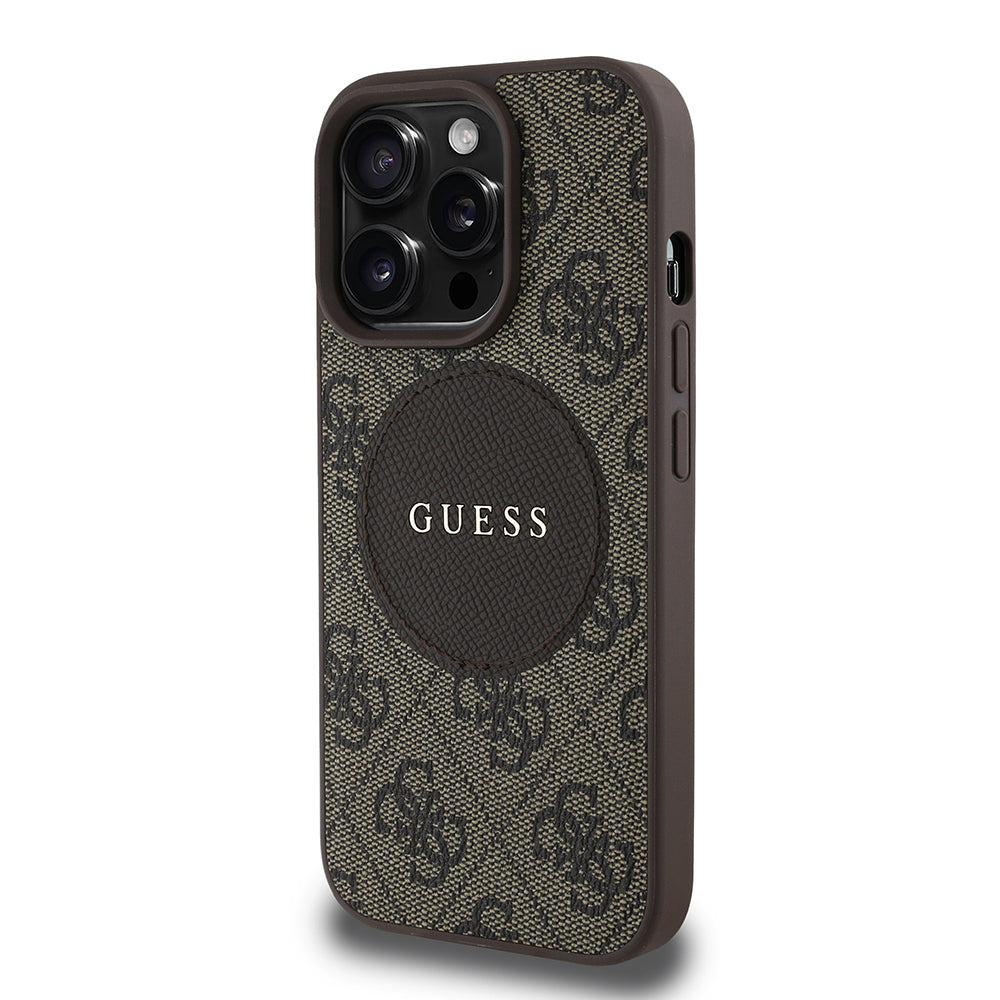 Apple iPhone 14 Pro Max Kılıf Guess Orjinal Lisanslı M-safe Şarj Özellikli Yazı Logolu Circle Classic Kapak