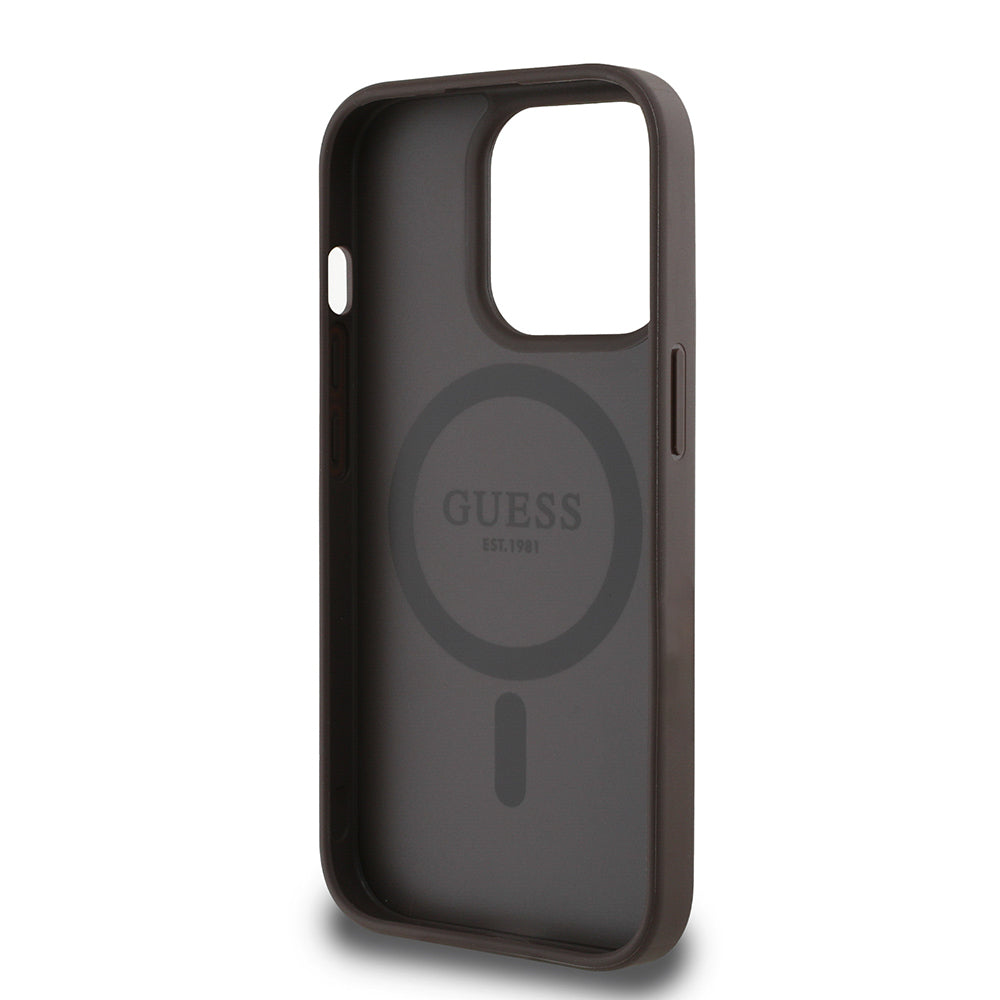 Apple iPhone 14 Pro Max Kılıf Guess Orjinal Lisanslı M-safe Şarj Özellikli Yazı Logolu Circle Classic Kapak