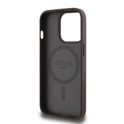 Apple iPhone 14 Pro Max Kılıf Guess Orjinal Lisanslı M-safe Şarj Özellikli Yazı Logolu Circle Classic Kapak