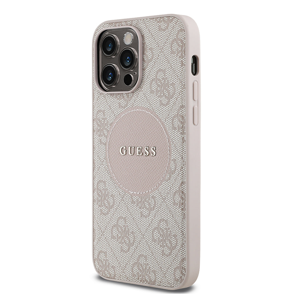 Apple iPhone 14 Pro Max Kılıf Guess Orjinal Lisanslı M-safe Şarj Özellikli Yazı Logolu Circle Classic Kapak