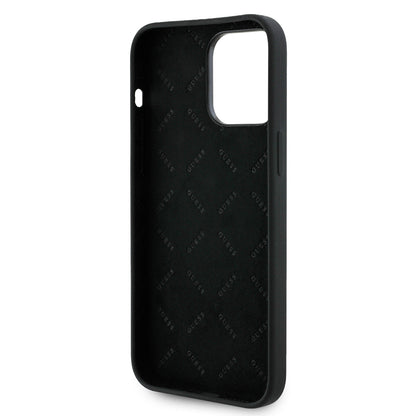 Apple iPhone 14 Pro Max Kılıf Guess Orjinal Lisanslı Yazı ve Taşlı 4G Logolu Silikon Kapak