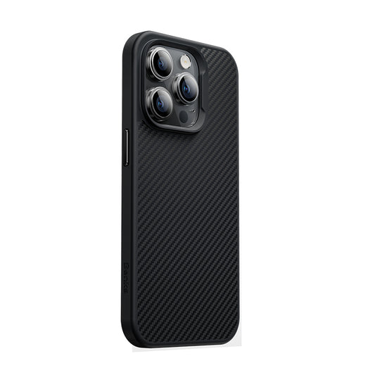 Apple iPhone 14 Pro Max Kılıf Karbon Fiber M-safe Şarj Özellikli Benks 600D Hybrid Kevlar Kapak