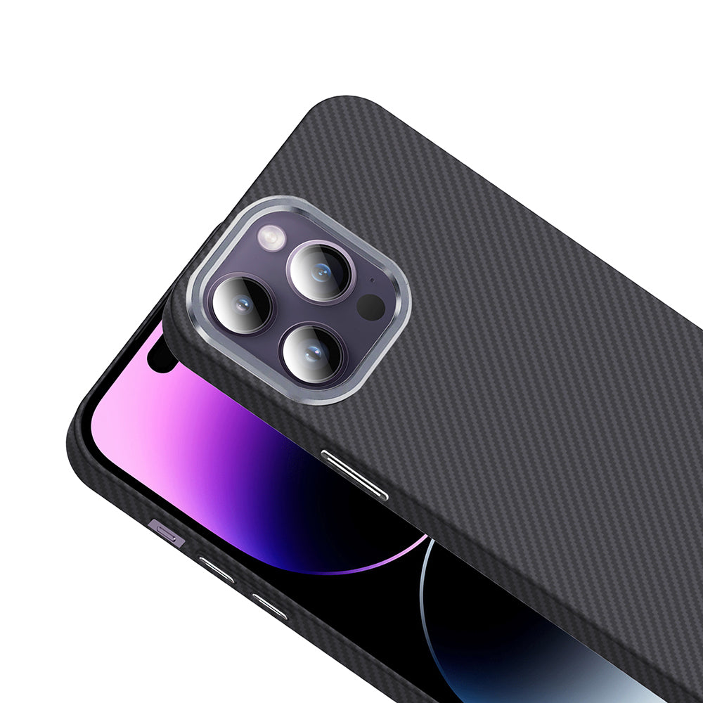 Apple iPhone 14 Pro Max Kılıf M-safe Şarj Özellikli Karbon Fiber Görünümlü Zore Gros Kapak