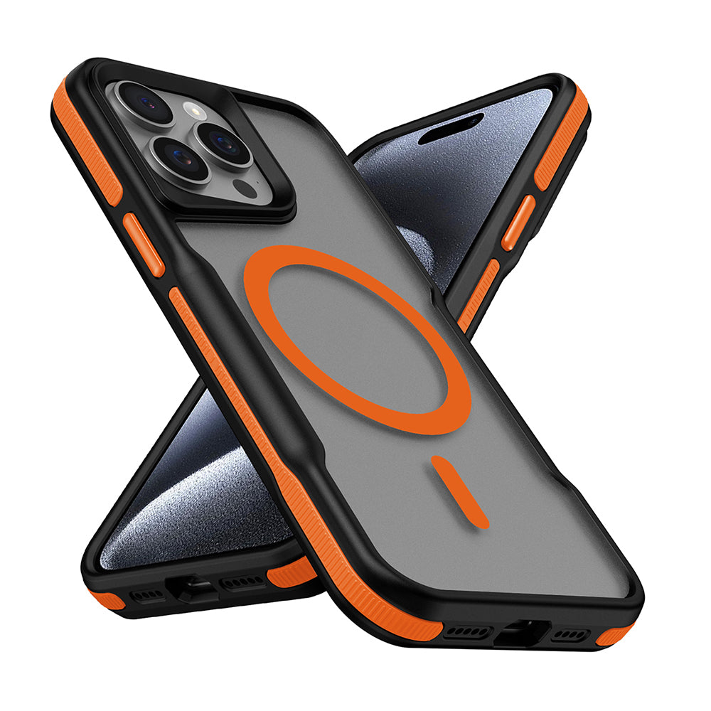 Apple iPhone 14 Pro Max Kılıf M-safe Şarj Özellikli Renkli Kenar Airbag Şeritli Zore Lamer Kapak