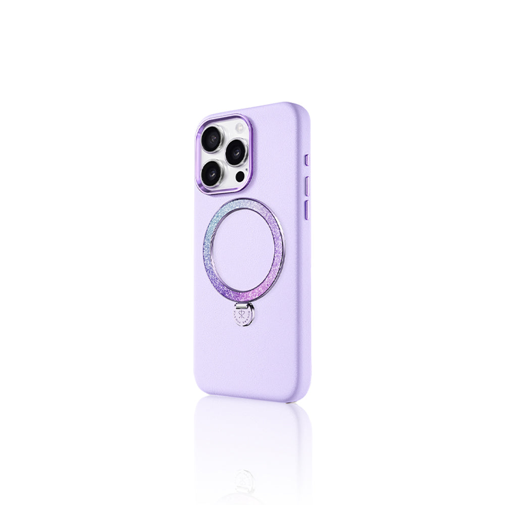 Apple iPhone 14 Pro Max Kılıf M-safe Şarj Özellikli Standlı Suni Deri Tasarımlı Pynana Dancing Circle Serisi Kapak