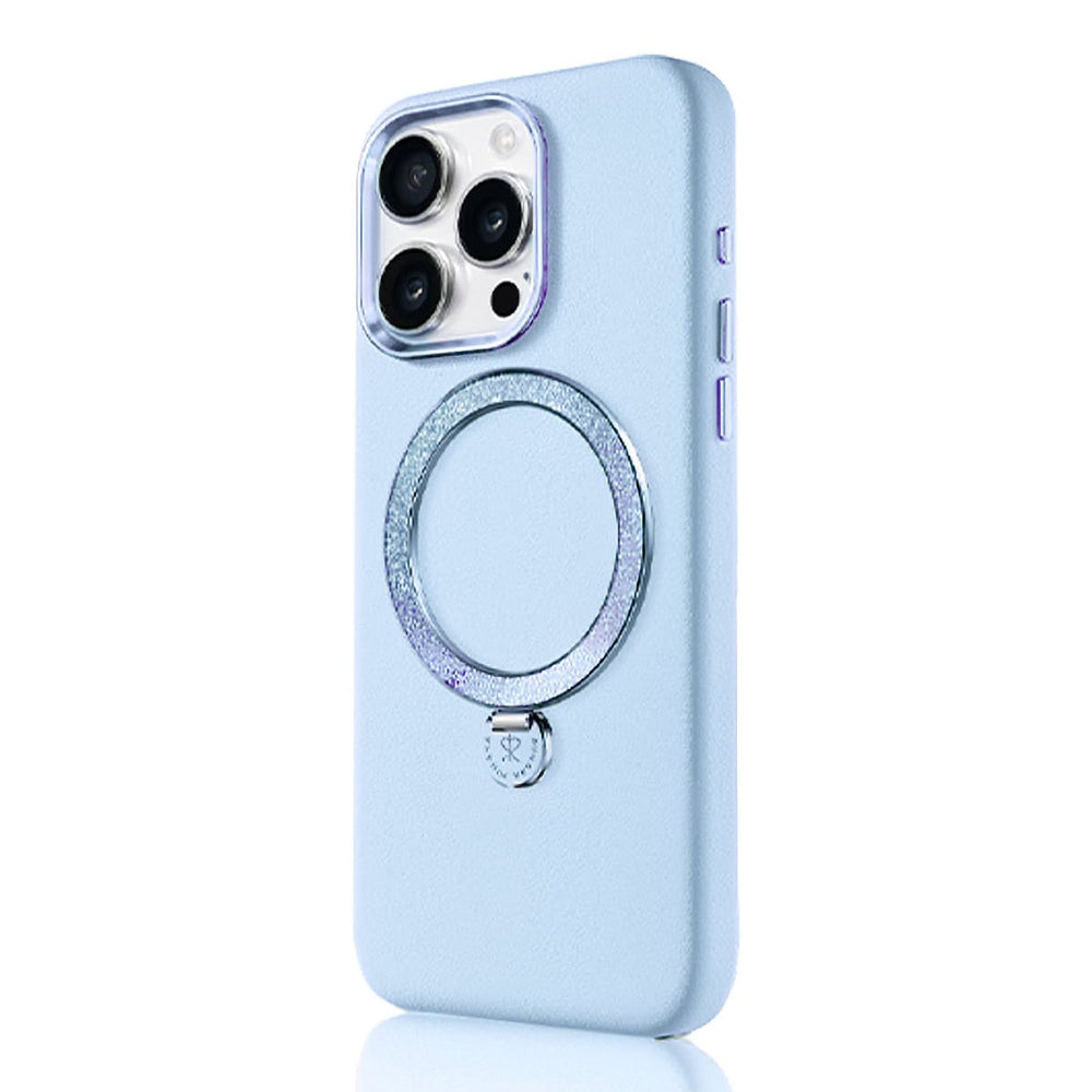 Apple iPhone 14 Pro Max Kılıf M-safe Şarj Özellikli Standlı Suni Deri Tasarımlı Pynana Dancing Circle Serisi Kapak