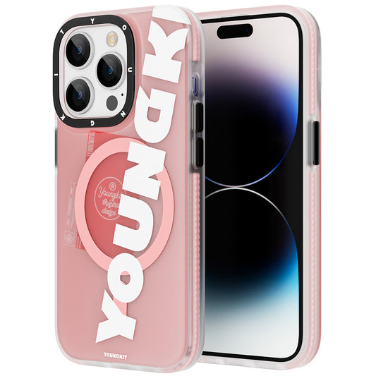 Apple iPhone 14 Pro Max Kılıf M-safe Şarj Özellikli Youngkit Binfen Serisi Yazı Temalı Kapak