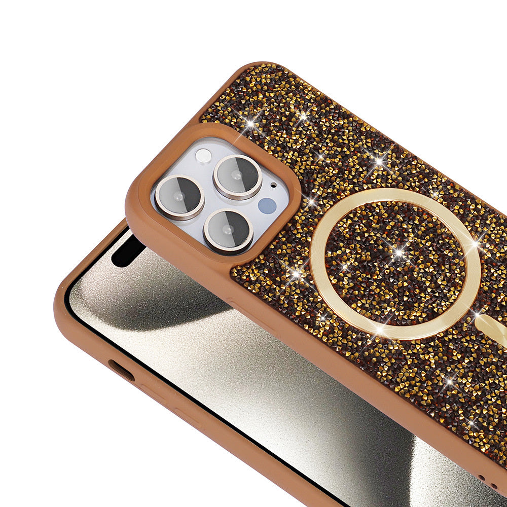 Apple iPhone 14 Pro Max Kılıf Pırlanta Tasarımlı M-safe Şarj Özellikli Zore Mozaik Silikon Kapak