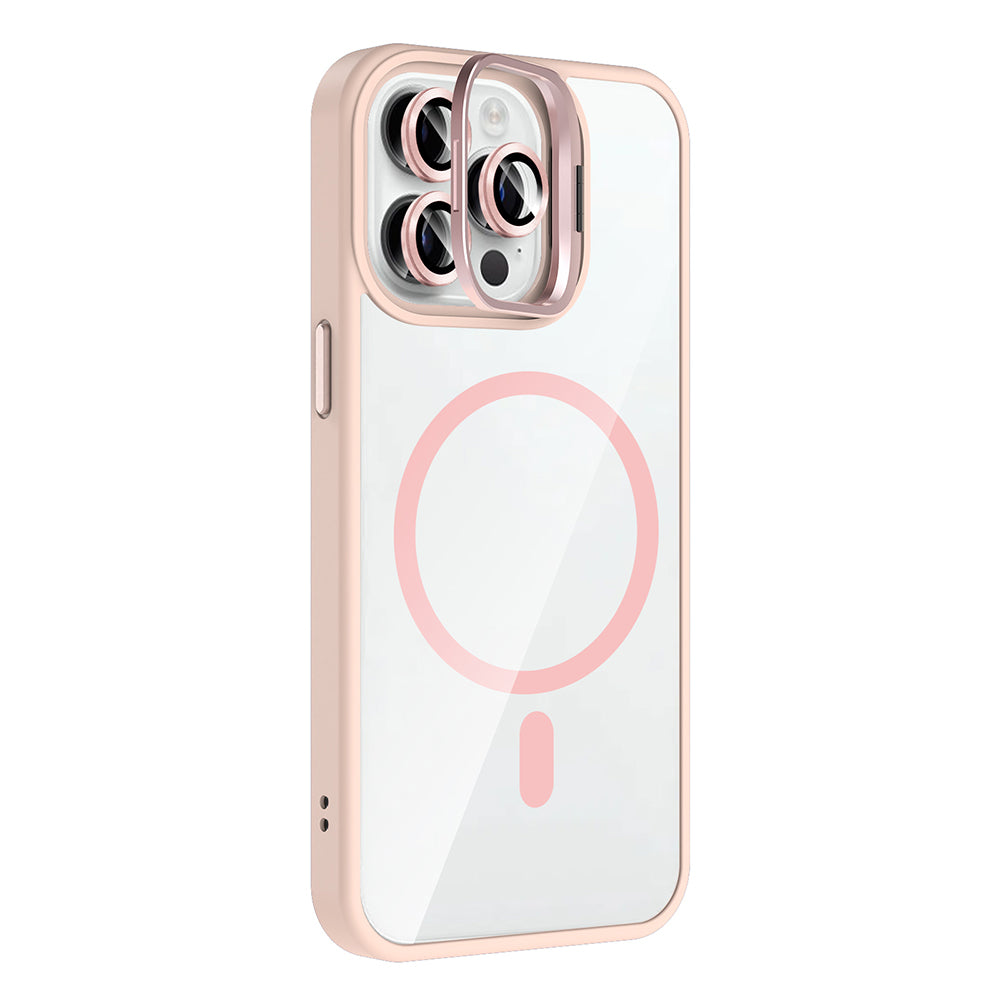 Apple iPhone 14 Pro Max Kılıf Standlı ve Kamera Lens Hediyeli M-Safe Şarj Özellikli Zore Etro Kapak